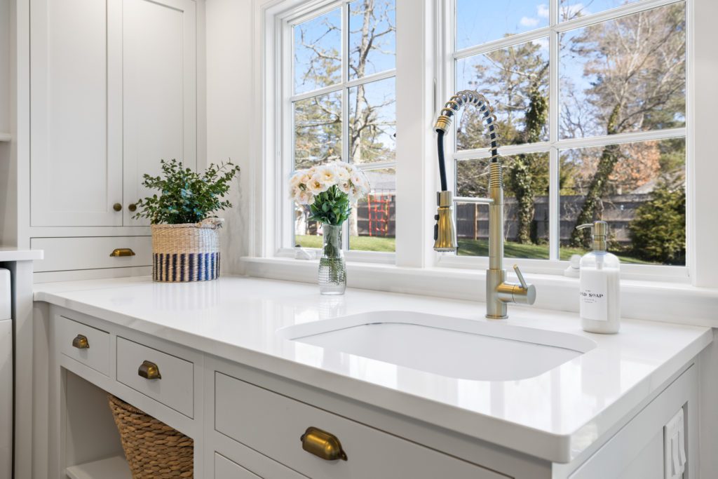 white countertop and sink