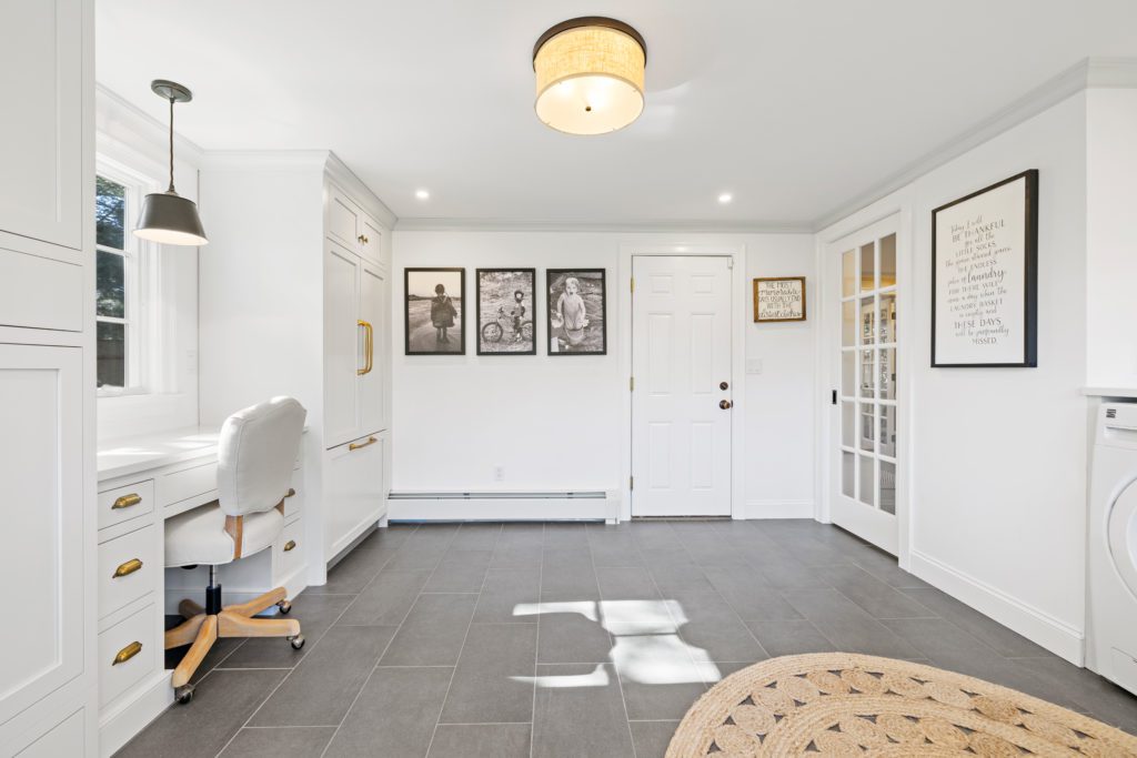 stone floors with white walls